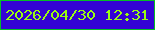 文字の大きさ：4、枠の色：05be24、背景の色：3403d4、文字の色：99fd11 無料ブログパーツのブログ時計