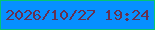 文字の大きさ：5、枠の色：05c574、背景の色：0690ff、文字の色：66304f 無料ブログパーツのブログ時計