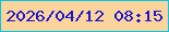 文字の大きさ：5、枠の色：05c6e6、背景の色：fbd49c、文字の色：1c17cd 無料ブログパーツのブログ時計