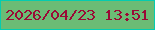 文字の大きさ：4、枠の色：05ccaf、背景の色：6bbc75、文字の色：9a0a36 無料ブログパーツのブログ時計