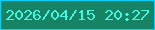 文字の大きさ：5、枠の色：05d1fd、背景の色：168464、文字の色：44f6e0 無料ブログパーツのブログ時計