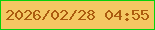 文字の大きさ：5、枠の色：05d20b、背景の色：f4c763、文字の色：ac5b0f 無料ブログパーツのブログ時計