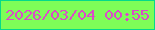 文字の大きさ：3、枠の色：05d98a、背景の色：7efd58、文字の色：dc4bc9 無料ブログパーツのブログ時計