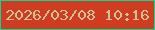 文字の大きさ：3、枠の色：05da92、背景の色：cf3c21、文字の色：cbc392 無料ブログパーツのブログ時計