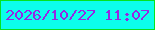 文字の大きさ：5、枠の色：05e320、背景の色：0cfeec、文字の色：9626e3 無料ブログパーツのブログ時計