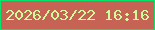 文字の大きさ：3、枠の色：05e46b、背景の色：c66354、文字の色：d1fc9a 無料ブログパーツのブログ時計