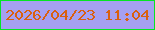 文字の大きさ：4、枠の色：05e524、背景の色：a5a0f1、文字の色：da600f 無料ブログパーツのブログ時計