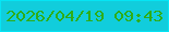 文字の大きさ：3、枠の色：05e5f5、背景の色：11cddc、文字の色：2ead17 無料ブログパーツのブログ時計