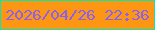 文字の大きさ：4、枠の色：05e8af、背景の色：fd9613、文字の色：8861f2 無料ブログパーツのブログ時計