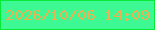 文字の大きさ：4、枠の色：05ea37、背景の色：3ef893、文字の色：ecb055 無料ブログパーツのブログ時計