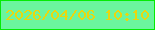 文字の大きさ：3、枠の色：05eb04、背景の色：6bf59e、文字の色：ead70d 無料ブログパーツのブログ時計