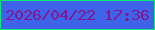 文字の大きさ：2、枠の色：05ed77、背景の色：3e62e8、文字の色：861591 無料ブログパーツのブログ時計
