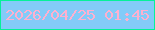文字の大きさ：5、枠の色：05f199、背景の色：83cbf8、文字の色：feb0cf 無料ブログパーツのブログ時計