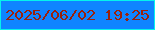 文字の大きさ：5、枠の色：05f3ec、背景の色：0f84ff、文字の色：9a210b 無料ブログパーツのブログ時計