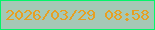 文字の大きさ：4、枠の色：05f469、背景の色：a5c8b6、文字の色：e79f21 無料ブログパーツのブログ時計