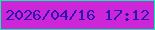 文字の大きさ：2、枠の色：05f6a6、背景の色：cd26d9、文字の色：2917ae 無料ブログパーツのブログ時計