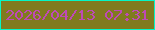 文字の大きさ：2、枠の色：05f6c7、背景の色：807b1f、文字の色：be4ab6 無料ブログパーツのブログ時計