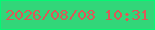 文字の大きさ：4、枠の色：05f774、背景の色：32d679、文字の色：dc5858 無料ブログパーツのブログ時計