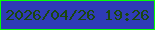 文字の大きさ：4、枠の色：05fe04、背景の色：2f3bb5、文字の色：1b470d 無料ブログパーツのブログ時計