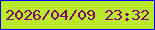 文字の大きさ：5、枠の色：0600f4、背景の色：bae82d、文字の色：7c0969 無料ブログパーツのブログ時計