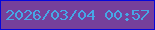 文字の大きさ：2、枠の色：0607db、背景の色：76409b、文字の色：46a7e6 無料ブログパーツのブログ時計
