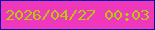 文字の大きさ：1、枠の色：060baa、背景の色：ee37bb、文字の色：b6c80b 無料ブログパーツのブログ時計