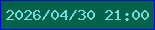 文字の大きさ：4、枠の色：060cce、背景の色：04614a、文字の色：6ddfe0 無料ブログパーツのブログ時計