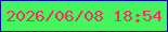文字の大きさ：2、枠の色：060d98、背景の色：44f65d、文字の色：f03166 無料ブログパーツのブログ時計