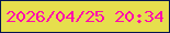 文字の大きさ：3、枠の色：061452、背景の色：e6de4d、文字の色：fe0daa 無料ブログパーツのブログ時計