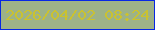 文字の大きさ：2、枠の色：0627e4、背景の色：9db288、文字の色：cac230 無料ブログパーツのブログ時計