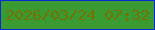 文字の大きさ：2、枠の色：0629db、背景の色：399b32、文字の色：737305 無料ブログパーツのブログ時計