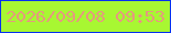 文字の大きさ：1、枠の色：0631f0、背景の色：a8f732、文字の色：e59a7e 無料ブログパーツのブログ時計