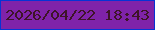 文字の大きさ：4、枠の色：0633d4、背景の色：7f23a9、文字の色：3e1428 無料ブログパーツのブログ時計