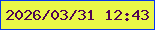 文字の大きさ：4、枠の色：0637ee、背景の色：e9f748、文字の色：500452 無料ブログパーツのブログ時計
