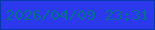 文字の大きさ：1、枠の色：063aaa、背景の色：2c38eb、文字の色：026f8f 無料ブログパーツのブログ時計