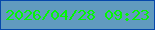 文字の大きさ：4、枠の色：0648ab、背景の色：619bbf、文字の色：04f704 無料ブログパーツのブログ時計