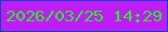 文字の大きさ：2、枠の色：064bc9、背景の色：be1df8、文字の色：2bf022 無料ブログパーツのブログ時計
