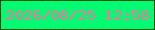 文字の大きさ：4、枠の色：065607、背景の色：00fa72、文字の色：f6729e 無料ブログパーツのブログ時計