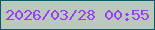 文字の大きさ：5、枠の色：065b69、背景の色：bac9be、文字の色：9d3cf4 無料ブログパーツのブログ時計