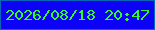 文字の大きさ：3、枠の色：0668b5、背景の色：0c03f6、文字の色：31fa2c 無料ブログパーツのブログ時計