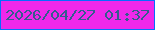 文字の大きさ：1、枠の色：066dfe、背景の色：ef28ea、文字の色：355c8e 無料ブログパーツのブログ時計