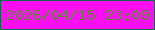 文字の大きさ：2、枠の色：066e46、背景の色：ff0ff1、文字の色：638442 無料ブログパーツのブログ時計