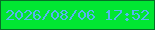 文字の大きさ：1、枠の色：066f26、背景の色：01e632、文字の色：55b4ef 無料ブログパーツのブログ時計