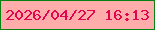文字の大きさ：2、枠の色：068212、背景の色：ffadaa、文字の色：e10650 無料ブログパーツのブログ時計