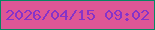 文字の大きさ：4、枠の色：068762、背景の色：de5696、文字の色：8633c8 無料ブログパーツのブログ時計