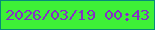 文字の大きさ：4、枠の色：068c78、背景の色：3ef137、文字の色：862dc6 無料ブログパーツのブログ時計