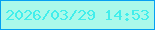 文字の大きさ：3、枠の色：069ff2、背景の色：aaf9ea、文字の色：43eeeb 無料ブログパーツのブログ時計