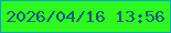 文字の大きさ：2、枠の色：06a9b6、背景の色：2dfa1c、文字の色：0e5783 無料ブログパーツのブログ時計