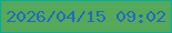 文字の大きさ：5、枠の色：06aba0、背景の色：56a958、文字の色：1d6cc0 無料ブログパーツのブログ時計