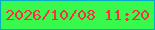 文字の大きさ：1、枠の色：06abc7、背景の色：38f94c、文字の色：f73048 無料ブログパーツのブログ時計